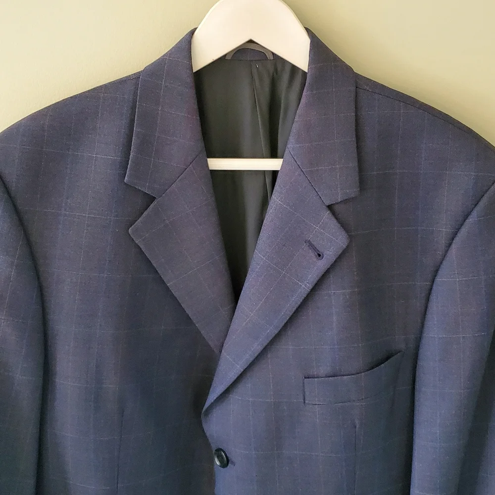 Mario Barutti 42 Reg Old Money Timeless Preppy Formal Glen Plaid Wool Blazer